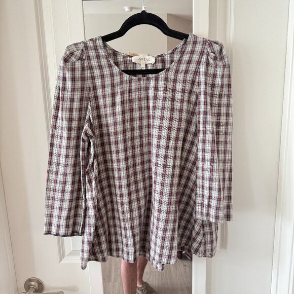 The Great Long Sleeve Blouse Size 2 Color Red Grey - Picture 1 of 4